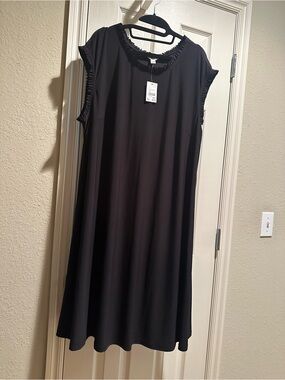 Cato Black Ruffle-Edge Sleeveless Mini Dress